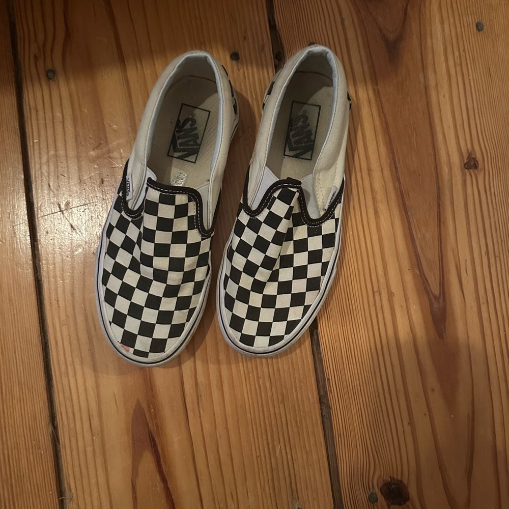 Vans Kids Black and White Checkered Slip-On Sneakers